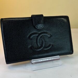 CHANEL CC Caviar Black Long Wallet Made in France